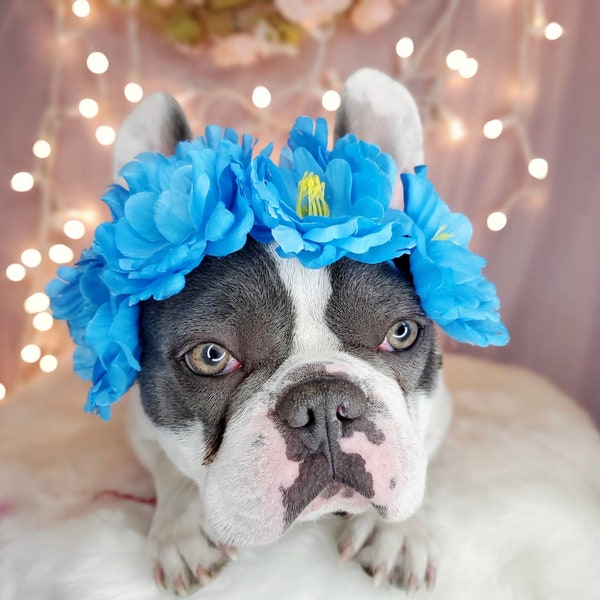 Flower crown  / Garden Flowers Pet wedding Set /Flower Crown/ Dogs Floral Headband /Cat Flower Crown Outfits/