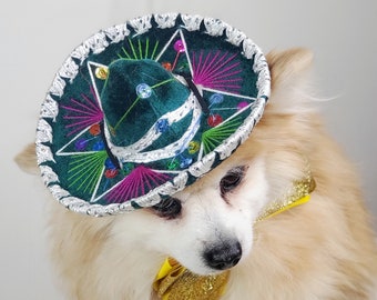 Cute Dog Sombrero and Bow Tie Set - Pet Costume