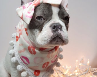 Cute    bandanna scarf  with white color/ Bandana for dog or cat /