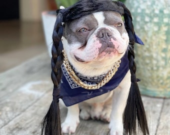 Snoop dogg /Cute pet braided   wig black color  for dog or cat /Halloween dog wig / Costume dog wig /