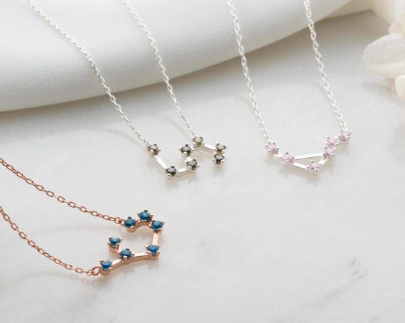 Celestial constellation necklace, Personalized zodiac sign necklace, Astrology necklace, Custom horoscope necklace, Gold Silver gift for her