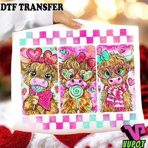 Transfert DTF Highland Cow Valentine DTF, Valentine Coquette dtf, Saint-Valentin dtf, Retro Valentine dtf, Love Heart DTF, Prêt à presser