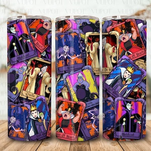 Villains Cartoon Halloween 20Oz Tumbler Wrap Png, Halloween Cartoon Tumbler Design, Bad Witches Club Tumbler Png, Digital Download