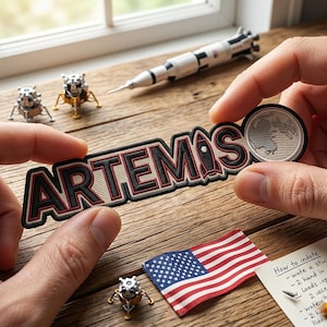 Parche bordado de Artemis II 2026, parche espacial de la misión lunar, parche de regalo para amantes del espacio.