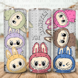 Bicchiere avvolgente da 20 once con cartoni animati in formato PNG, regalo per bambini, bicchiere avvolgente rosa da 20 once con personaggi dei cartoni animati di tendenza in formato PNG, design divertente del bicchiere avvolgente in formato PNG