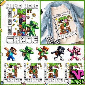Gamer Custom School Png Bundle, Cartoon Superhero Png, Back to School Png,Personalized Gamer Boys,First Day School PNG,Floral Pencil Teacher