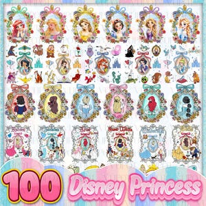 100+ Coquette Mirror Princess Characters PNG Bundle, Family Vacation Png, Princess Coquette Bow Digital Files, Funny Cartoon Friends Png
