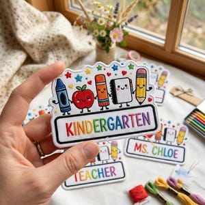 Preppy Back To School Embroidered Patch ,Cute School Supplies Iron-On Patch, 1st Day of School Gift, Pre-K to 4th Grade, Back To School Gift
