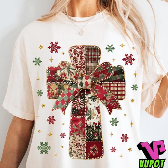 Trendy Christian Christmas Png, Patchwork Cross PNG, Coquette Religious Design, Bible Verse PNG, Nativity Scene PNG, Faith Christmas Png