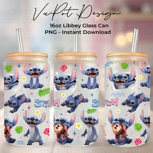 Cartoon Monster 16 oz Glass Can Png, Blue Monster Character 16oz Glass Can Wrap,Movie Cartoon 16 oz Libbey Glass Can Wrap,Sublimation Design