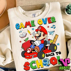Back To School Game Over PNG, First Day School Png, Gamer Cartoon Kid PNG, Floral Pencil PNG, Funny Teacher Back To School Shirt