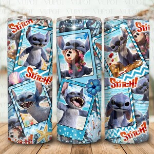 Cartoon Karte Skinny Tumbler Wrap Png, blaues Monster Charakter 20 OZ Tumbler Wrap Design, Cartoon 20 OZ Tumbler Wrap, digitaler Download