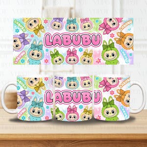Cartoon 11oz Mug Wrap Sublimation Design,  Cartoon 11oz Mug Template, Character Coffee Cup, Cute Doll Png, Digital Download