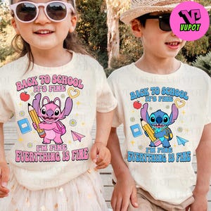 Erster Tag der Schule Cartoon Png, lustige Kinder zurück zu Schule Png, blaue Alien-Charakter Png, trendige Lehrer-Shirt-Design, Retro Jungen Mädchen