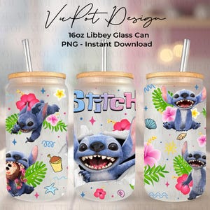 Blue Cartoon 16 oz Glass Can Png, Cartoon Character 16 oz Libbey Glass Can Wrap, Blue Monster Character 16oz Glass Can Wrap,  Digital File