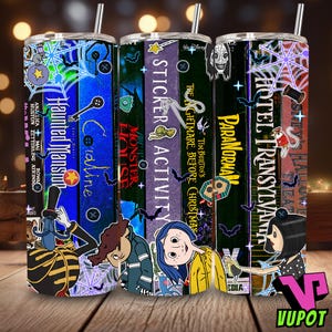Spooky Button Eyes Halloween Tumbler PNG, Horror Movie 20oz Skinny Wrap Design, Cute Scary Cat Halloween Tumbler PNG, Digital Download