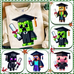 Gamer Graduation Png, Character Graduation Png Bundle, Boys Mining Graduation, Senior Graduation Png, Cartoon Movie Png, Graduation 2025 Png