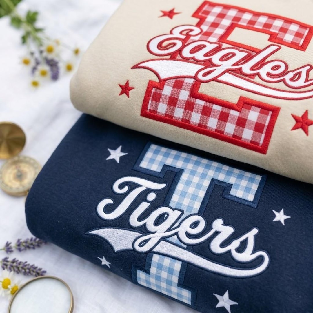 Custom Varisty Letter Embroidered Shirt, Personalize School Spirit Crewneck, Test Day Tee,