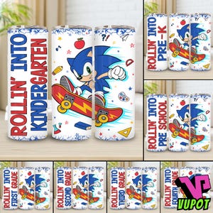 Rolling Into 1st Grade 20oz Tumbler Wrap Png Bundle, Cartoon Back To School Straight Tumbler Wrap Png, Cartoon Grade for Boys Png