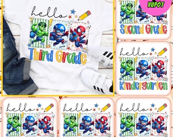 Superhero Back To School Png Bundle, Cartoon First Day Of School Png, Boy Kids Back School Png, Pre-k 1st/2nd/3rd/4th Grade Png, School Boys