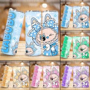 Bundle Funny Cartoon 20oz Skinny Tumbler Wrap PNG, Cartoon 20oz Tumbler Wrap, Trending Pink Cartoon Character Design, Perfect Gift for Kids