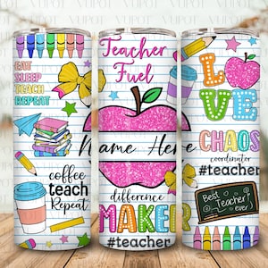 Personalized Teacher 20oz Tumbler Design Png, Teacher Life Tumbler Png, Teacher Name 20 oz Skinny Tumbler Png, Teacher Fuel,Teacher Wrap Png