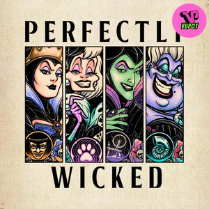 Retro Halloween Costume Png, Villain Gang Png, Perfectly Wicked Bad Witches Club Png, Villains Wicked Png, Trick Or Treat Png Design