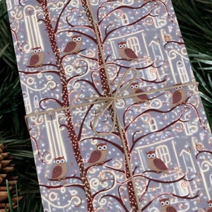 Owl&#39;s In Trees, Whimsical, Christmas, Birthdays, Gift Wrap Supplies, Holiday Gift Wrap, Unique Wrapping Paper, Festive