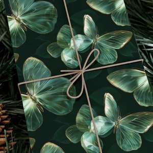 Elegante carta da regalo con farfalle di cristallo verde e finiture dorate per compleanni, Natale, eventi, anniversari, San Valentino, regalo per lei