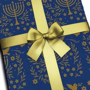 Carta da regalo per Hanukkah, carta da regalo per Menorah, carta da regalo per Chanukkah, rotolo di carta da regalo per le feste