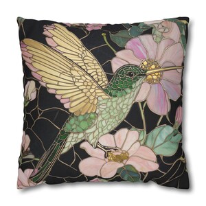 Hummingbird Pillow Cover, Spring Decor, Gift for Her, Botanical Floral Pillow, Hummingbird Lover, Home Decor Accent