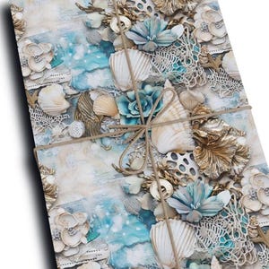 Elegant Wrapping Paper 3D Effect Coastal, Ocean-Inspired, Special Occasions, Birthday, Wedding, Gift for Her, Mother&#39;s Day