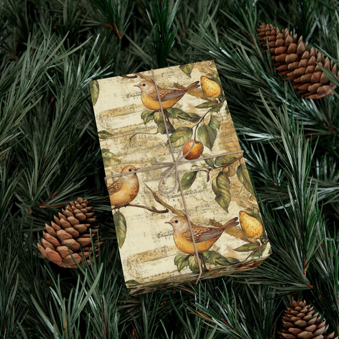 Vintage Partridge in a Pear Tree Wrapping Paper, Nostalgic Journal ...