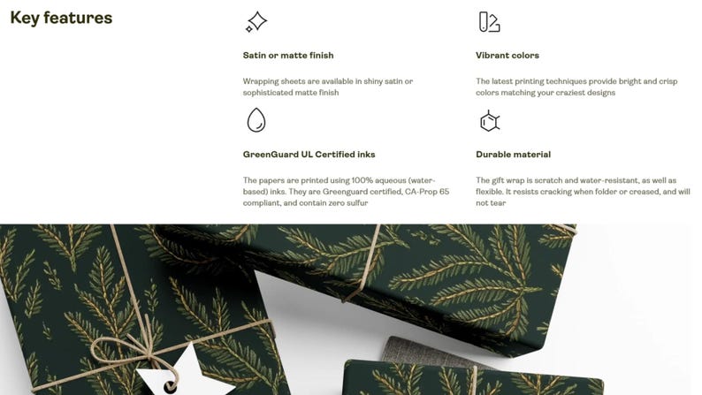 Christmas Gift Wrap Botanical Greenery Elegant Dark Green Wrapping ...
