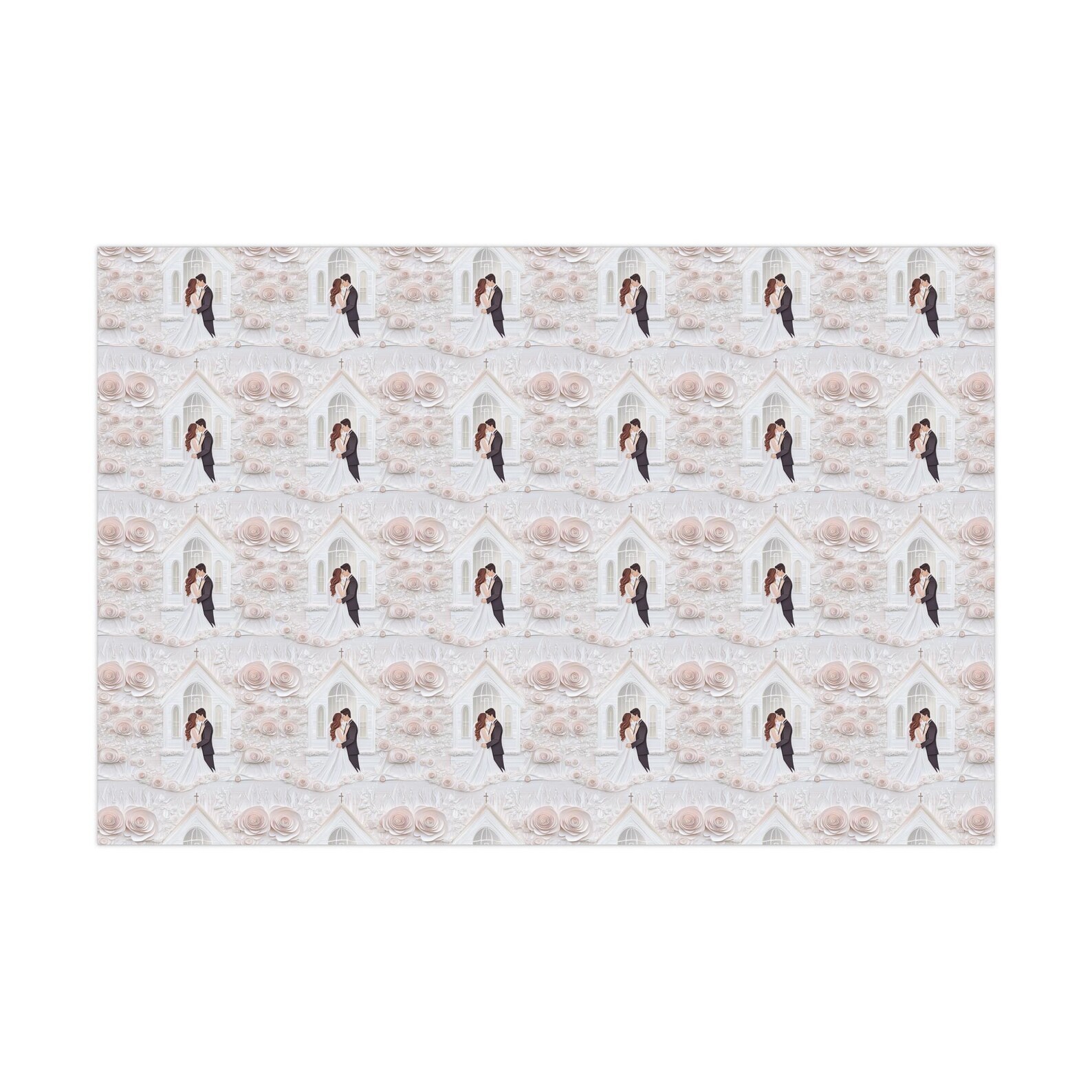 Wedding Wrapping Paper, Bridal Shower Gift Wrap Paper Cut 3D Effect ...