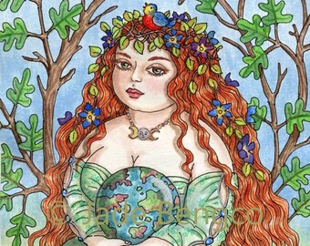 MOTHER EARTH limited edition art print from an Original Fantasy Art Painting