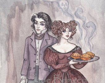 SWEENEY TODD and Mrs. LOVETT Meat Pies limited edition art print from an Original Fantasy Art Painting