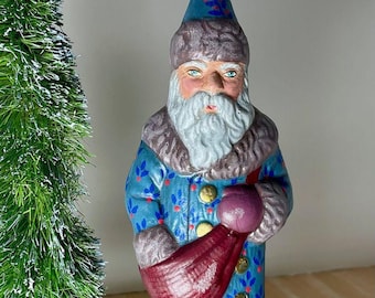 Hand Painted OOAK Chalk Ware Santa from Vintage Chocolate Molds