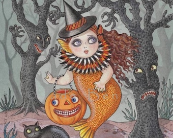 SPOOKY HALLOWEEN limited edition art print from an Original Fantasy Art Painting