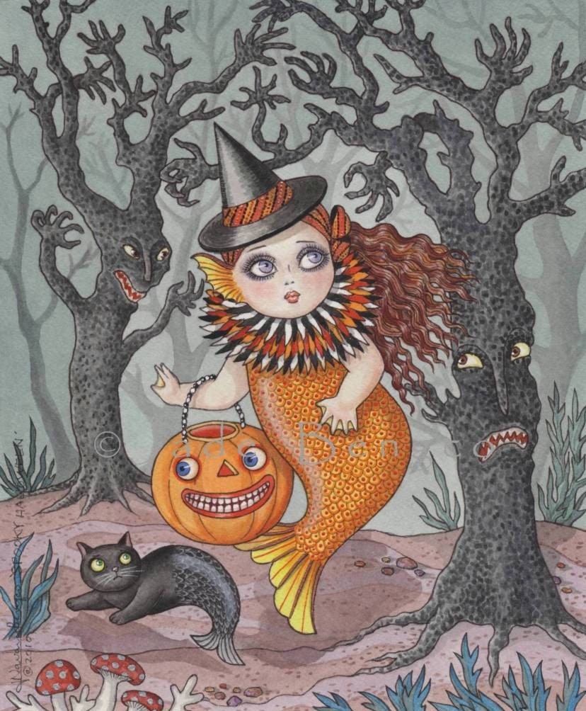 SPOOKY HALLOWEEN limited edition art print from an Original | Etsy