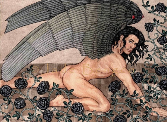 Fallen Angel Dark Angel Male Nude Limited Edition Art Print Etsy