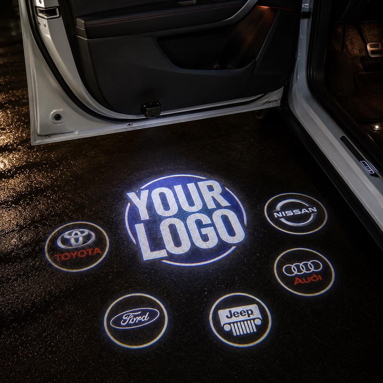 LED Car Door Welcome Projector Lights | Set of 2 Logo - Puddle