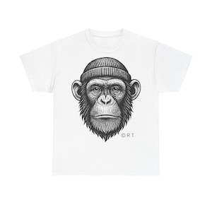 Monkey Party T-Shirt, Unisex Streetwear Fashion, Organic Cotton, Eco-Friendly, Minimalist Design, Humorous Animal Tee, Sustainable Mode