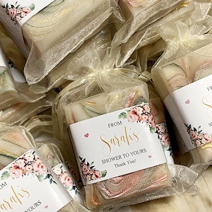 Soap Favors for bridal showers, wedding favors, and baby shower soap custom made with your color theme and personalized label