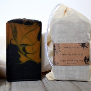 Turmeric Soap w/ Activated Charcoal Tumeric Soap for Men & Women, Turmeric Acne Face Body Soap by Urban Chaos image 2