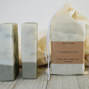 Eucalyptus Mint Soap All Natural Vegan Handmade Soap, Essential Oils Soap French Green Clay Face & Body Soap by Urban Chaos image 4