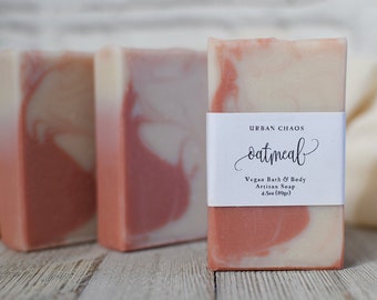 4.5oz Oatmeal Soap, Organic Handmade Natural Fragrance-Free Face & Body Soap - Vegan Cold Process Soap by Urban Chaos