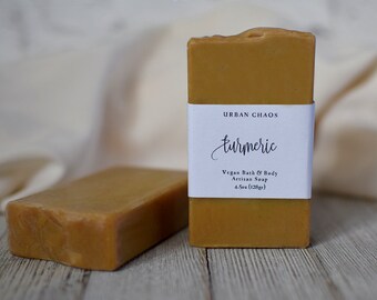 Organic Turmeric Soap - 4.5ozAll Natural Tumeric Soap, Acne Skin Soap, Handmade Organic Face & Body Soap by Urban Chaos