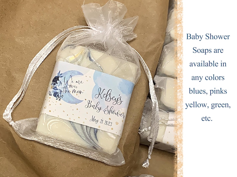 gender or gender neutral baby shower favors - custom designed soap favors for baptisms, and any baby celebration.
