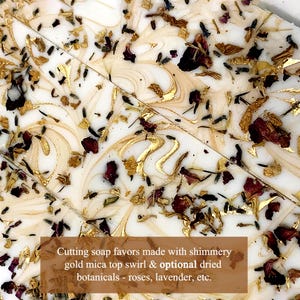 Soap favors with gold mica and dried botanicals